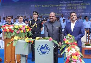 India’s Next-Generation Offshore Patrol Vessels GRSE Keel Laying Ceremony 2024 Aatmanirbhar Bharat Naval Milestone Indian Navy’s Global Defense Vision Maritime News Goa Shipyard Ltd 003