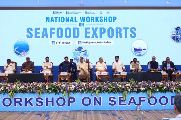 Union Ministers and seafood industry stakeholders at the National Workshop on Seafood Exports in Visakhapatnam Maritime News