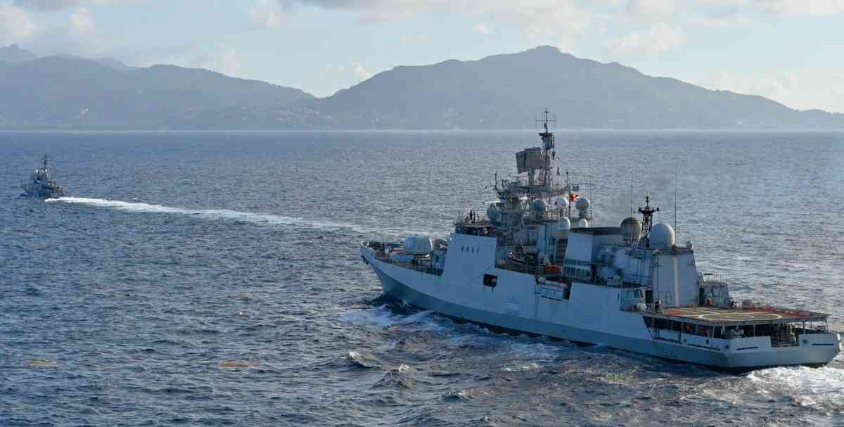 Indian Naval Ship Tarkash arriving at Port Victoria Seychelles during operational deployment Maritime News