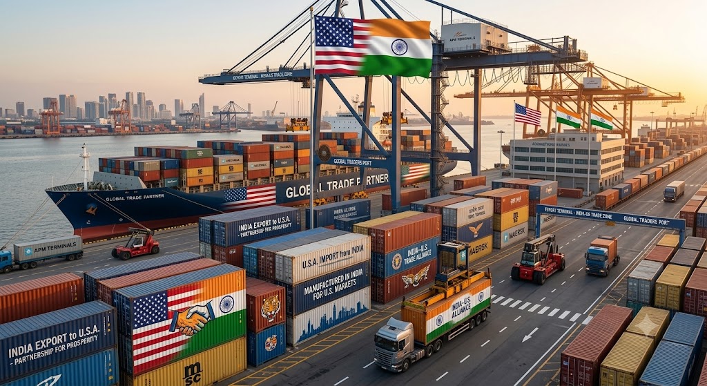 Containers representing India–United States maritime trade during USTR Section 301 tariff hearings CII, FICCI, ACMA Maritime News
