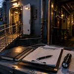 Merchant vessel gangway and engineering documents representing first observations onboard