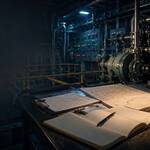 Merchant vessel engine room and maintenance records representing maritime safety and maintenance culture