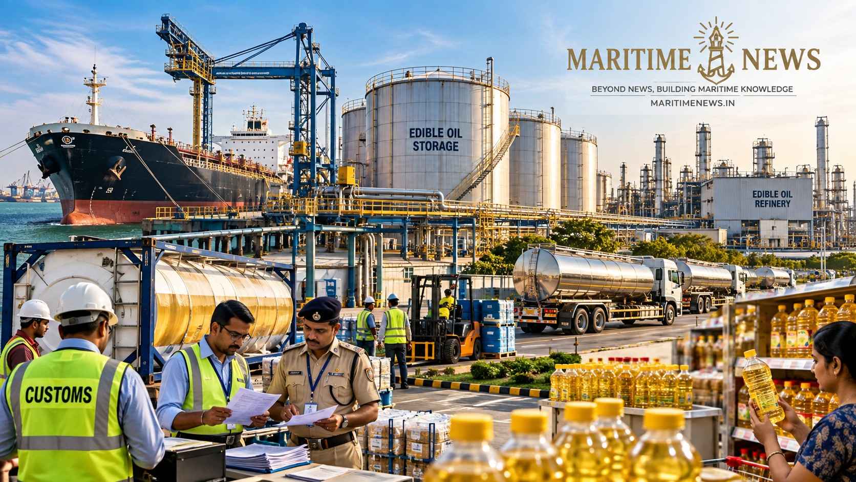 Indian edible oil imports moving through Customs port refinery and logistics networks after import duty reduction - Maritime News