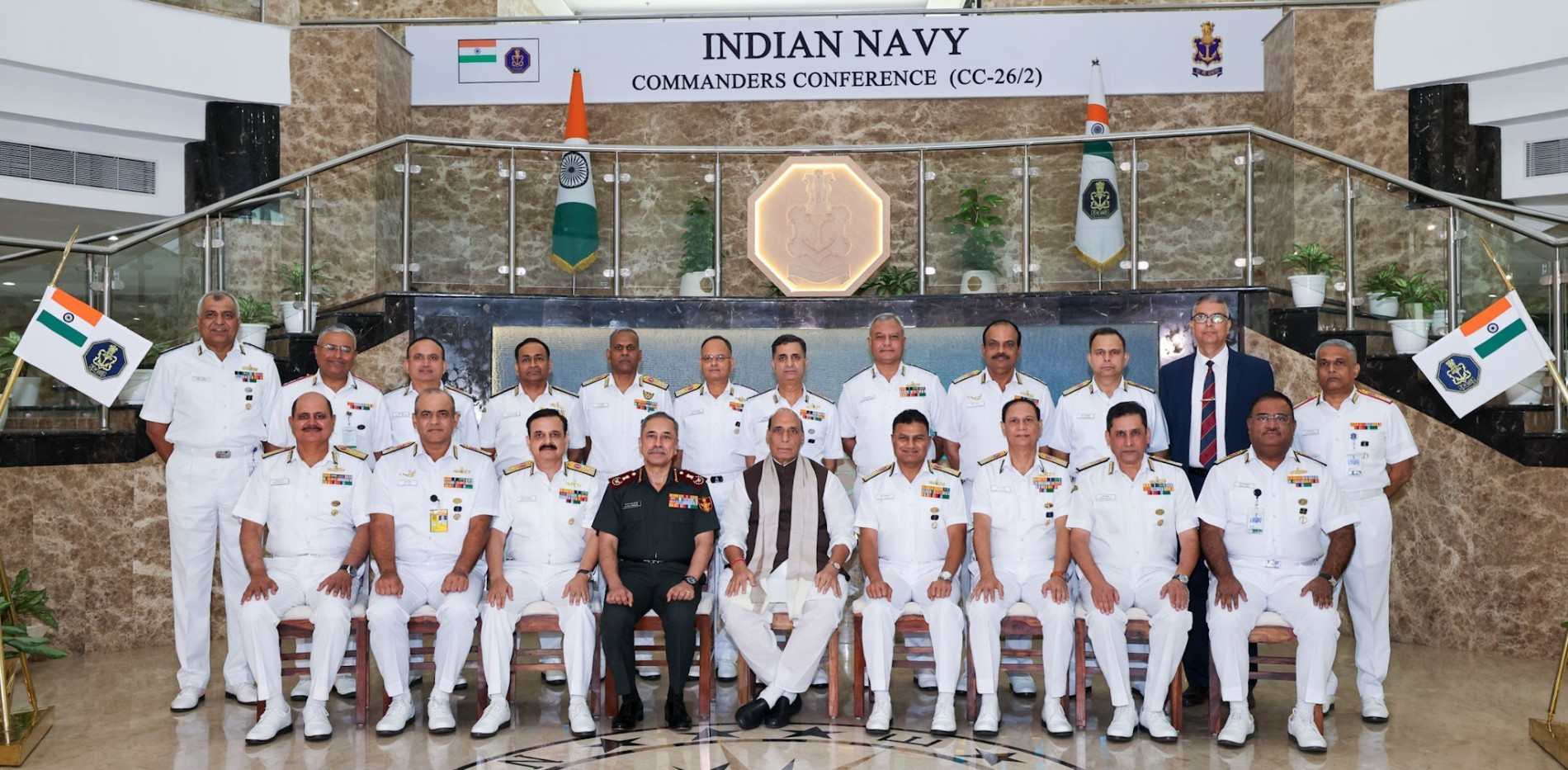 Indian Navy senior officers and commanders pose for a group photograph at the Commanders’ Conference 2026/02 in New Delhi - Maritime News