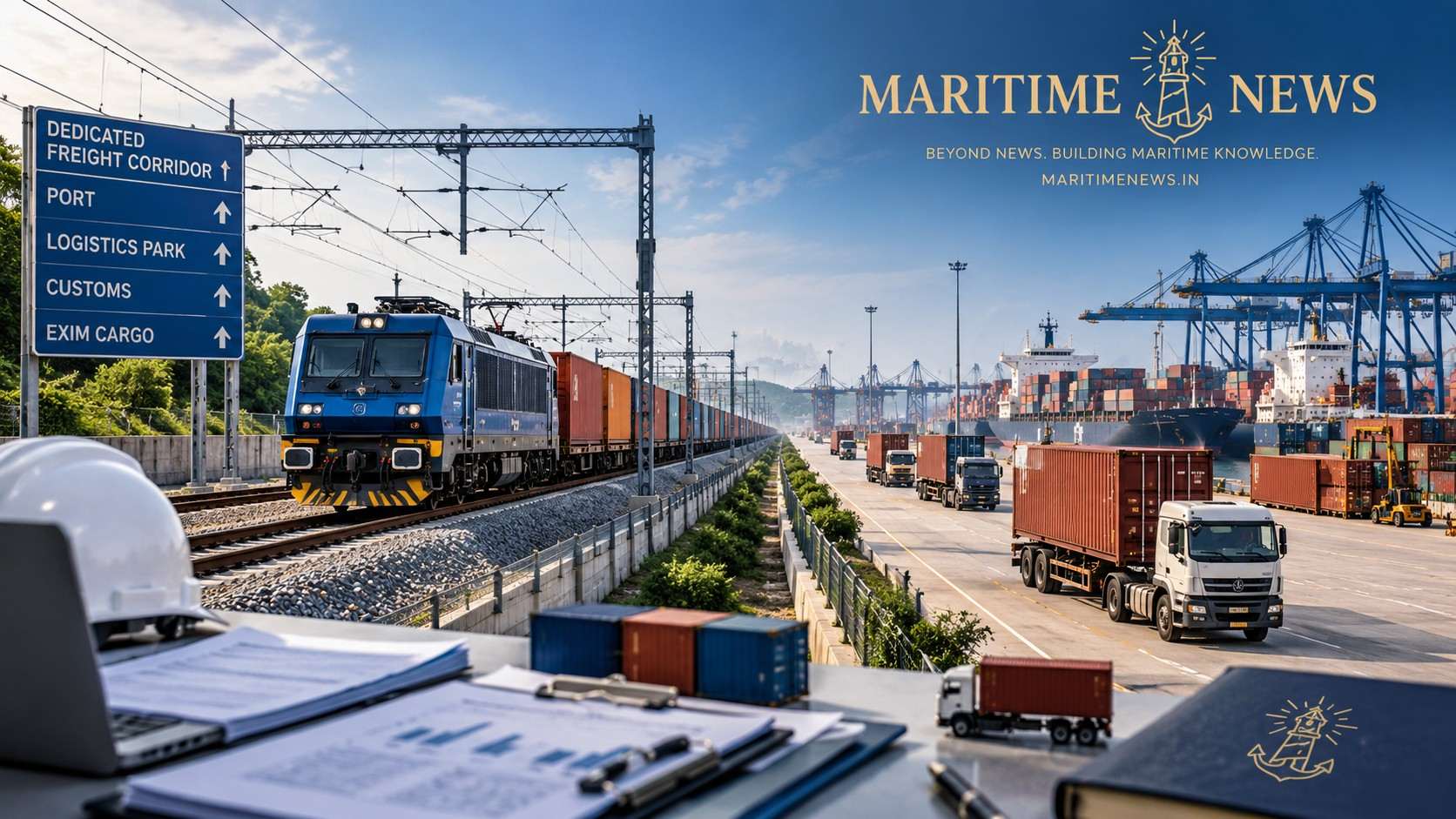 Freight train and trucks representing the operational impact of WDFC on India's logistics businesses Maritime News